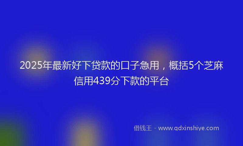 2025年最新好下贷款的口子急用，概括5个芝麻信用439分下款的平台