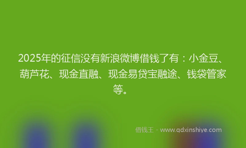 2025年的征信没有新浪微博借钱了有：小金豆、葫芦花、现金直融、现金易贷宝融途、钱袋管家等。