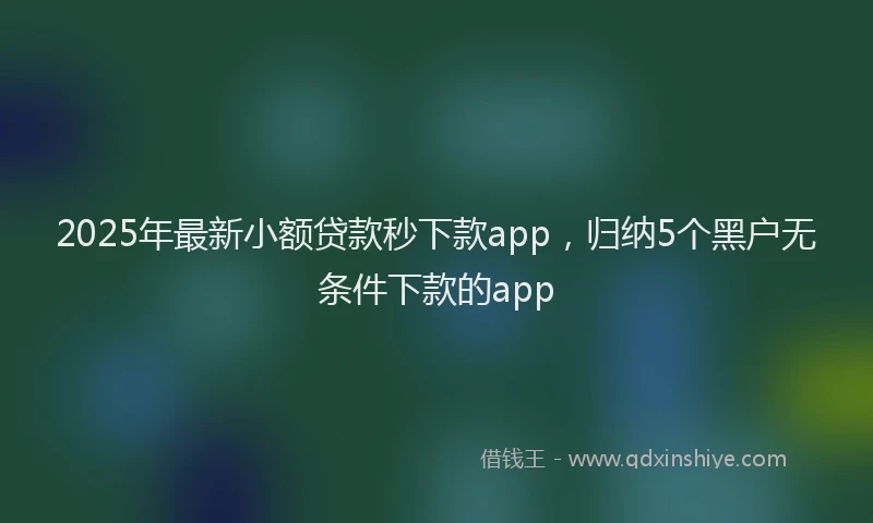 2025年最新小额贷款秒下款app，归纳5个黑户无条件下款的app