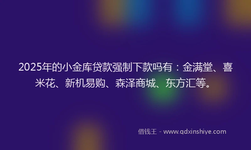 2025年的小金库贷款强制下款吗有：金满堂、喜米花、新机易购、森泽商城、东方汇等。