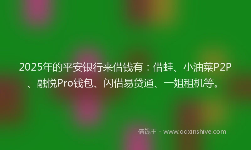 2025年的平安银行来借钱有：借蛙、小油菜P2P、融悦Pro钱包、闪借易贷通、一姐租机等。