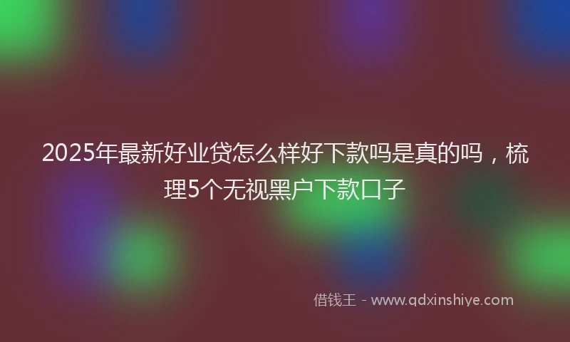 2025年最新好业贷怎么样好下款吗是真的吗，梳理5个无视黑户下款口子
