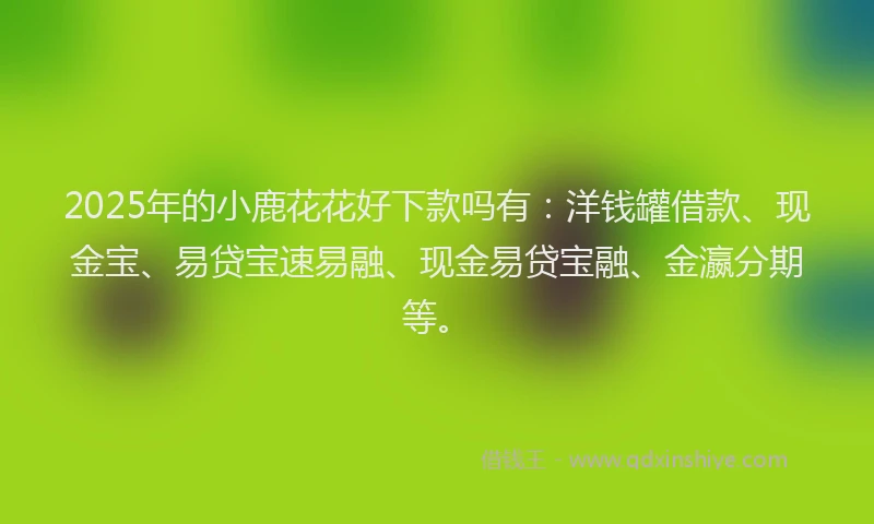 2025年的小鹿花花好下款吗有：洋钱罐借款、现金宝、易贷宝速易融、现金易贷宝融、金瀛分期等。