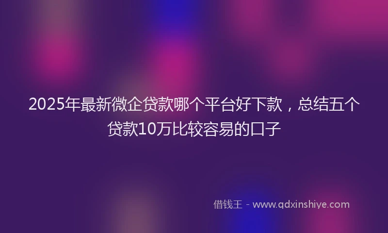 2025年最新微企贷款哪个平台好下款，总结五个贷款10万比较容易的口子