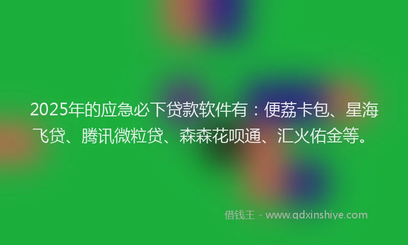 2025年的应急必下贷款软件有：便荔卡包、星海飞贷、腾讯微粒贷、森森花呗通、汇火佑金等。
