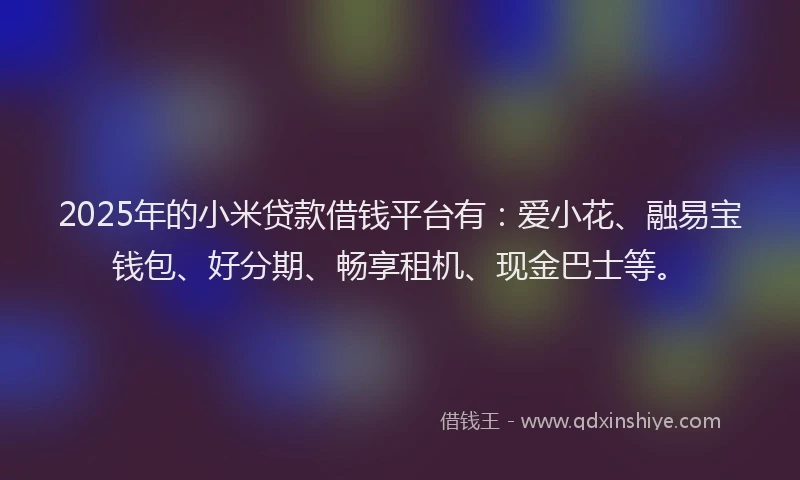 2025年的小米贷款借钱平台有：爱小花、融易宝钱包、好分期、畅享租机、现金巴士等。