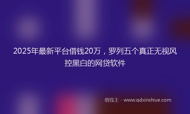 2025年最新平台借钱20万，罗列五个真正无视风控黑白的网贷软件