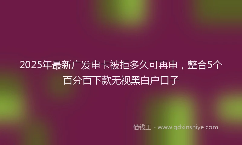 2025年最新广发申卡被拒多久可再申，整合5个百分百下款无视黑白户口子