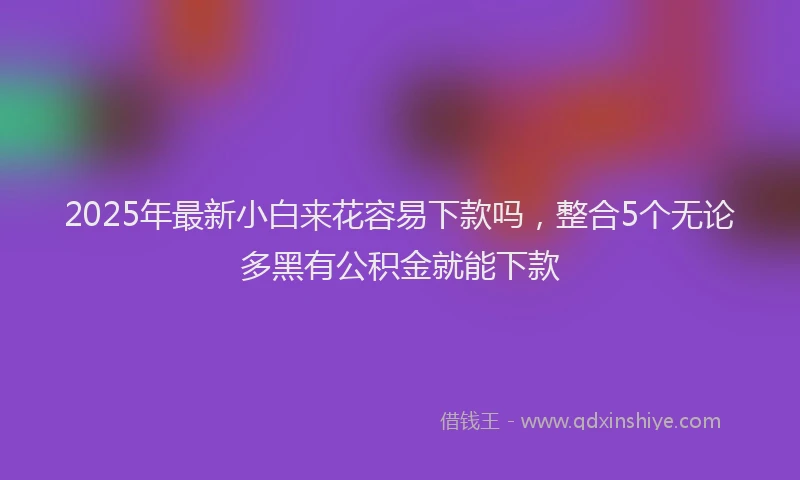 2025年最新小白来花容易下款吗，整合5个无论多黑有公积金就能下款