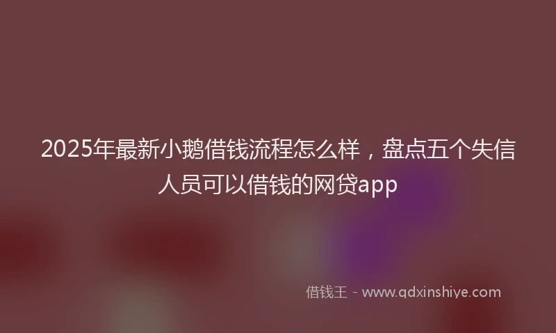 2025年最新小鹅借钱流程怎么样，盘点五个失信人员可以借钱的网贷app