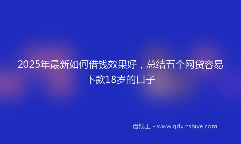2025年最新如何借钱效果好，总结五个网贷容易下款18岁的口子
