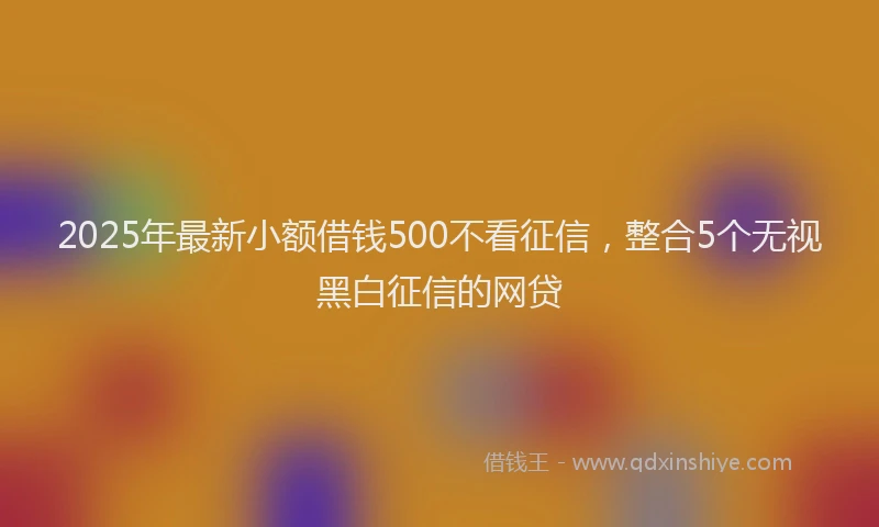 2025年最新小额借钱500不看征信，整合5个无视黑白征信的网贷
