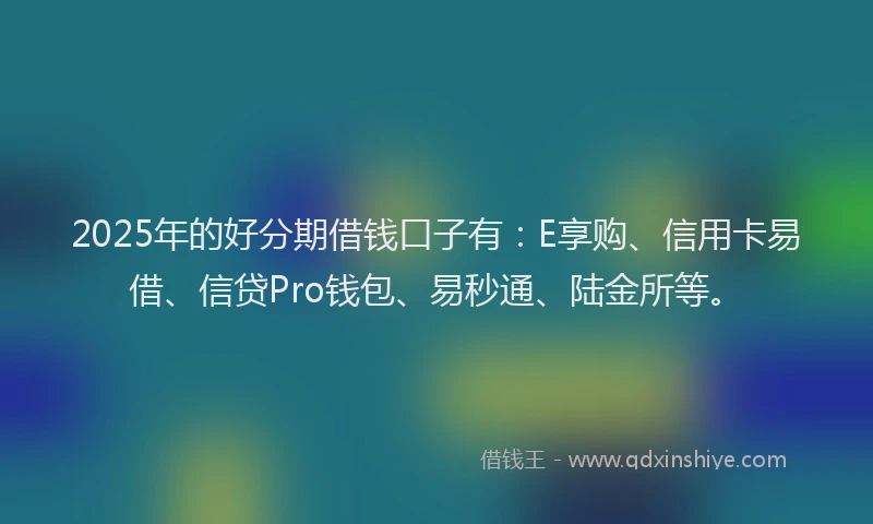 2025年的好分期借钱口子有：E享购、信用卡易借、信贷Pro钱包、易秒通、陆金所等。