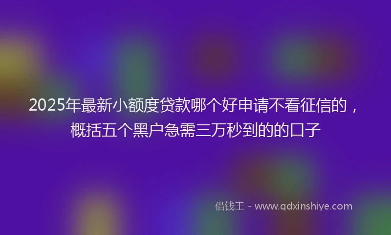 2025年最新小额度贷款哪个好申请不看征信的，概括五个黑户急需三万秒到的的口子