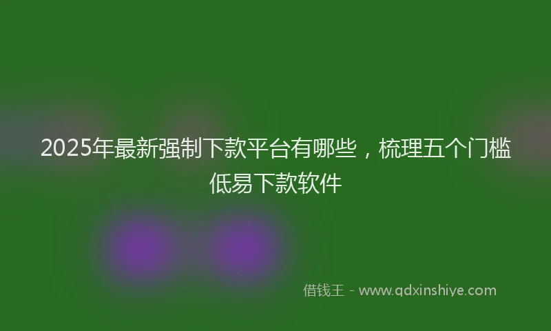 2025年最新强制下款平台有哪些，梳理五个门槛低易下款软件