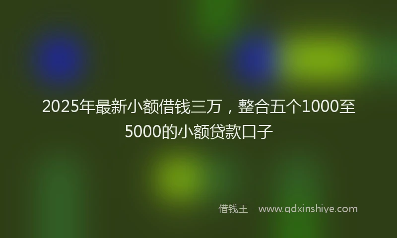 2025年最新小额借钱三万，整合五个1000至5000的小额贷款口子