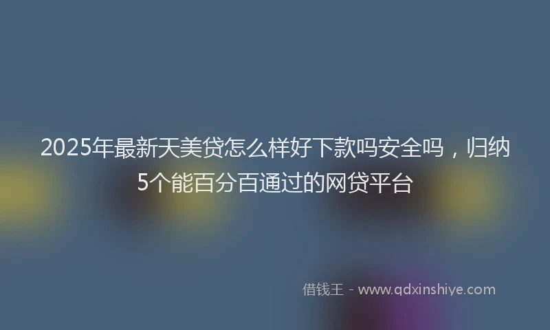 2025年最新天美贷怎么样好下款吗安全吗，归纳5个能百分百通过的网贷平台