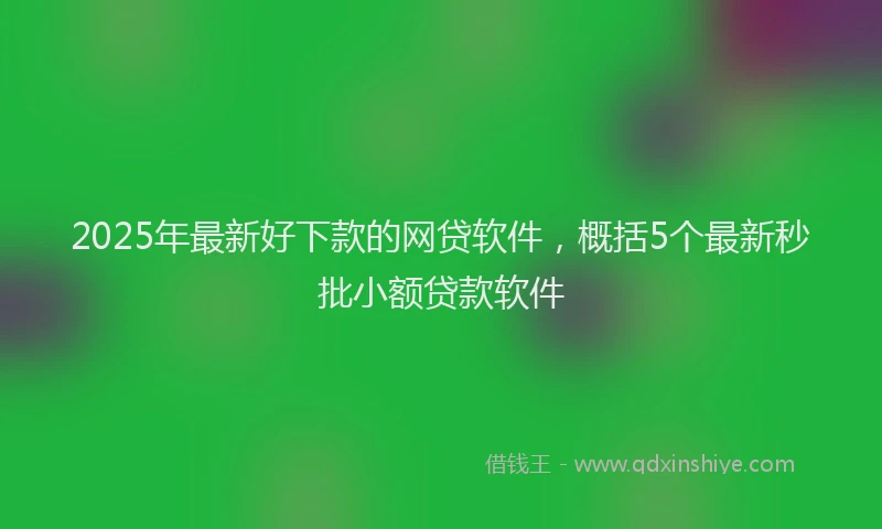 2025年最新好下款的网贷软件，概括5个最新秒批小额贷款软件