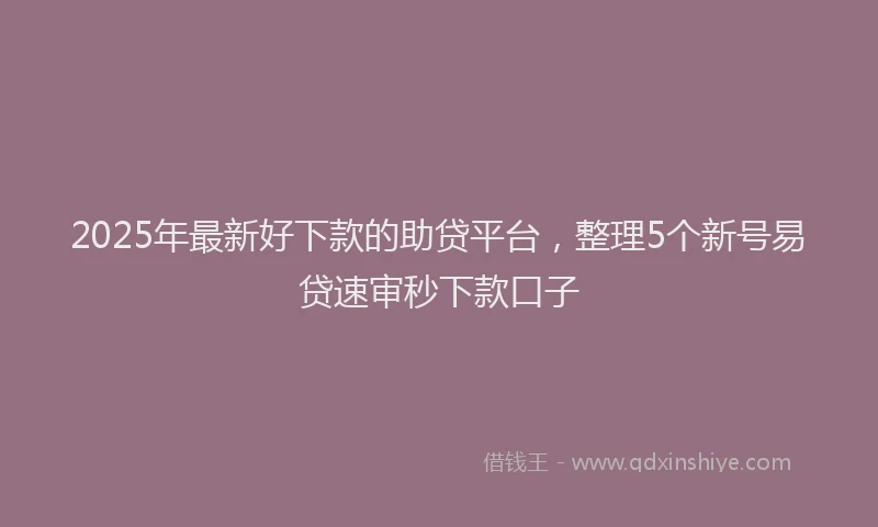 2025年最新好下款的助贷平台，整理5个新号易贷速审秒下款口子