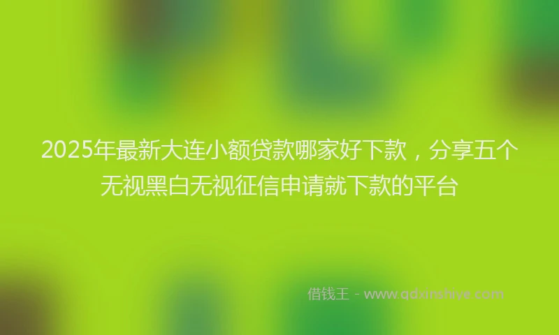 2025年最新大连小额贷款哪家好下款，分享五个无视黑白无视征信申请就下款的平台