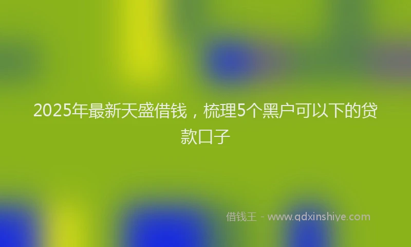2025年最新天盛借钱，梳理5个黑户可以下的贷款口子