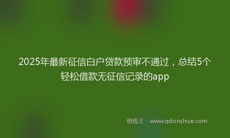 2025年最新征信白户贷款预审不通过，总结5个轻松借款无征信记录的app
