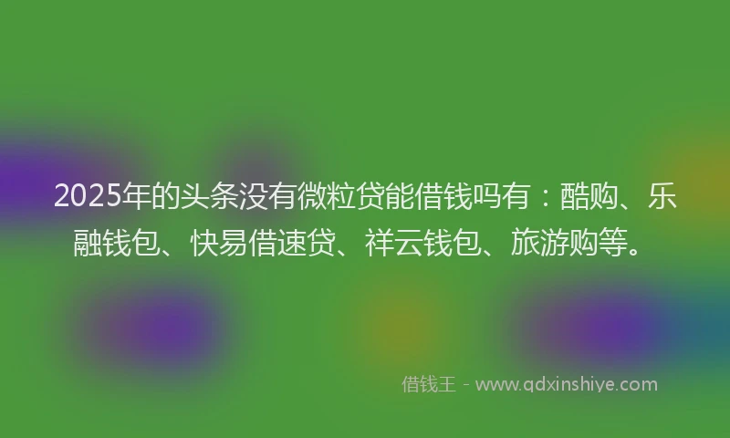 2025年的头条没有微粒贷能借钱吗有：酷购、乐融钱包、快易借速贷、祥云钱包、旅游购等。