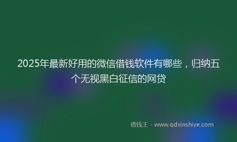 2025年最新好用的微信借钱软件有哪些，归纳五个无视黑白征信的网贷
