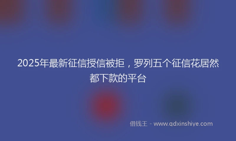 2025年最新征信授信被拒，罗列五个征信花居然都下款的平台