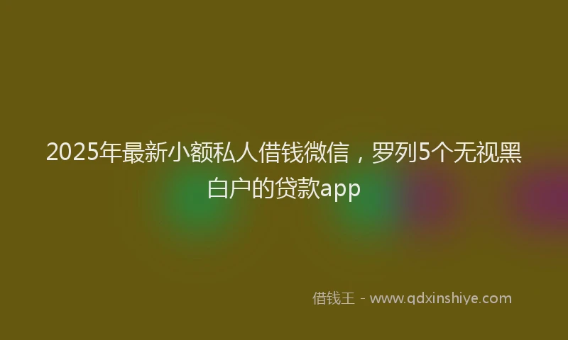 2025年最新小额私人借钱微信，罗列5个无视黑白户的贷款app