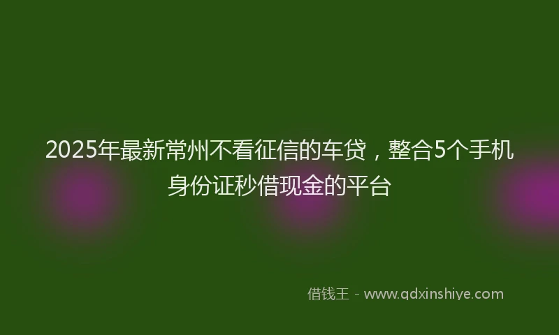2025年最新常州不看征信的车贷，整合5个手机身份证秒借现金的平台