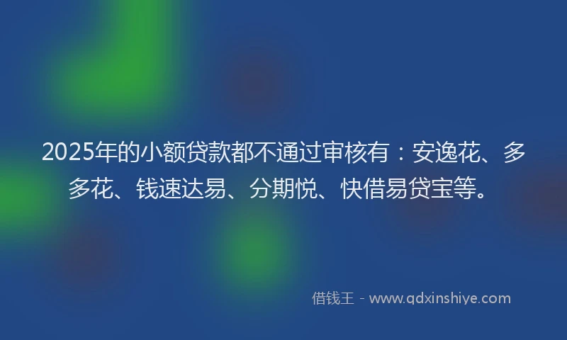 2025年的小额贷款都不通过审核有：安逸花、多多花、钱速达易、分期悦、快借易贷宝等。