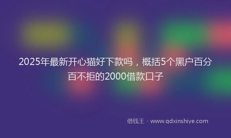 2025年最新开心猫好下款吗，概括5个黑户百分百不拒的2000借款口子