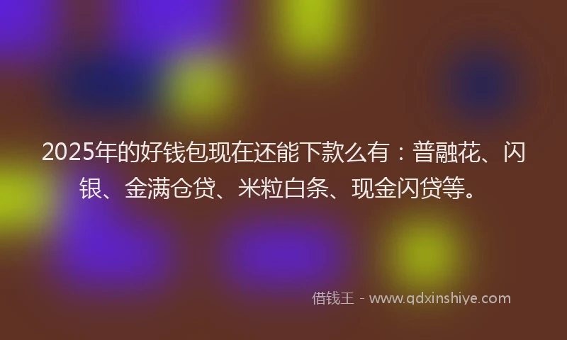 2025年的好钱包现在还能下款么有：普融花、闪银、金满仓贷、米粒白条、现金闪贷等。