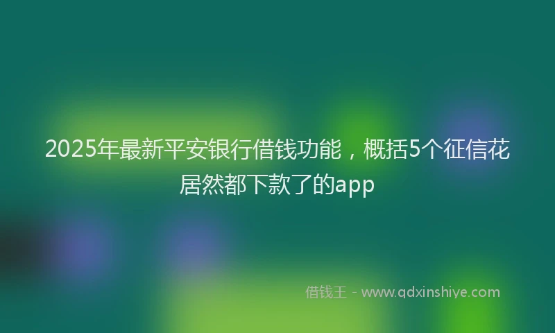 2025年最新平安银行借钱功能，概括5个征信花居然都下款了的app