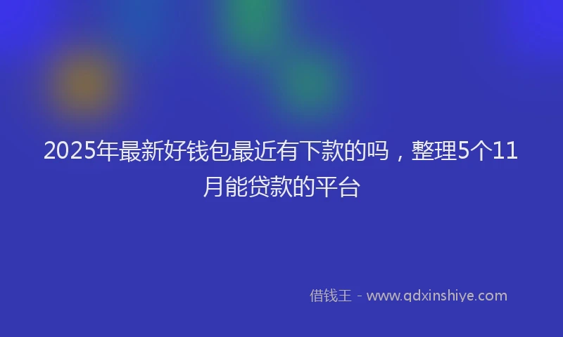2025年最新好钱包最近有下款的吗，整理5个11月能贷款的平台
