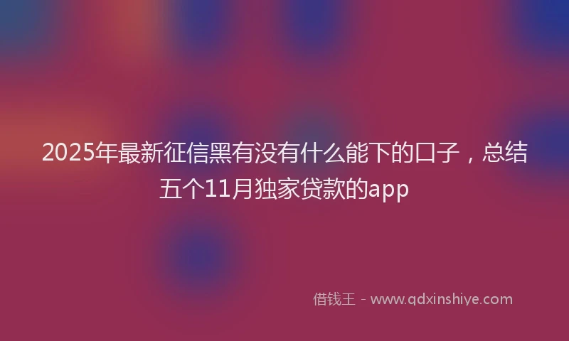 2025年最新征信黑有没有什么能下的口子，总结五个11月独家贷款的app