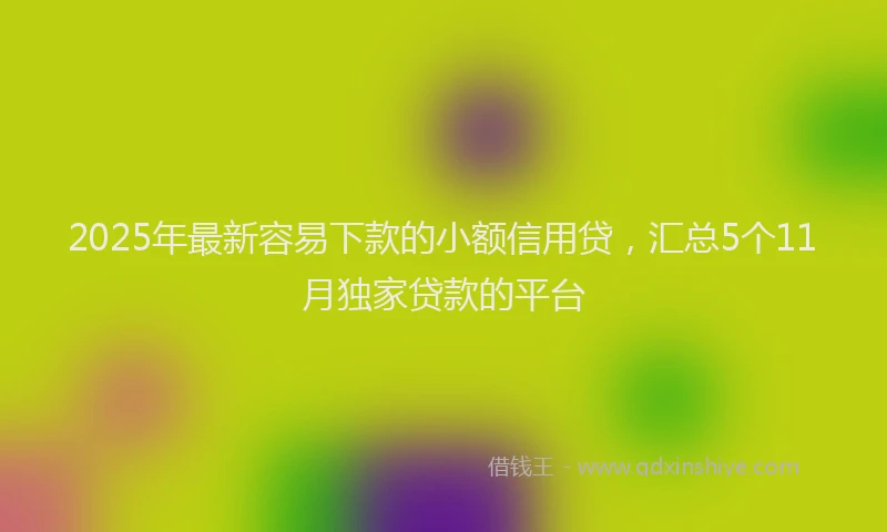2025年最新容易下款的小额信用贷，汇总5个11月独家贷款的平台