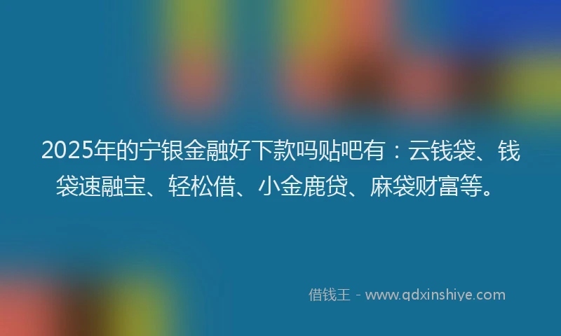 2025年的宁银金融好下款吗贴吧有：云钱袋、钱袋速融宝、轻松借、小金鹿贷、麻袋财富等。