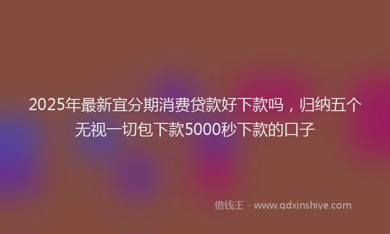 2025年最新宜分期消费贷款好下款吗，归纳五个无视一切包下款5000秒下款的口子