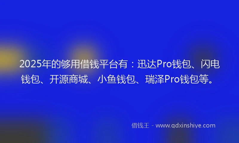 2025年的够用借钱平台有：迅达Pro钱包、闪电钱包、开源商城、小鱼钱包、瑞泽Pro钱包等。