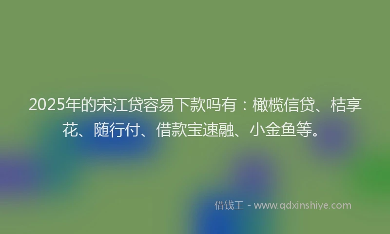 2025年的宋江贷容易下款吗有：橄榄信贷、桔享花、随行付、借款宝速融、小金鱼等。