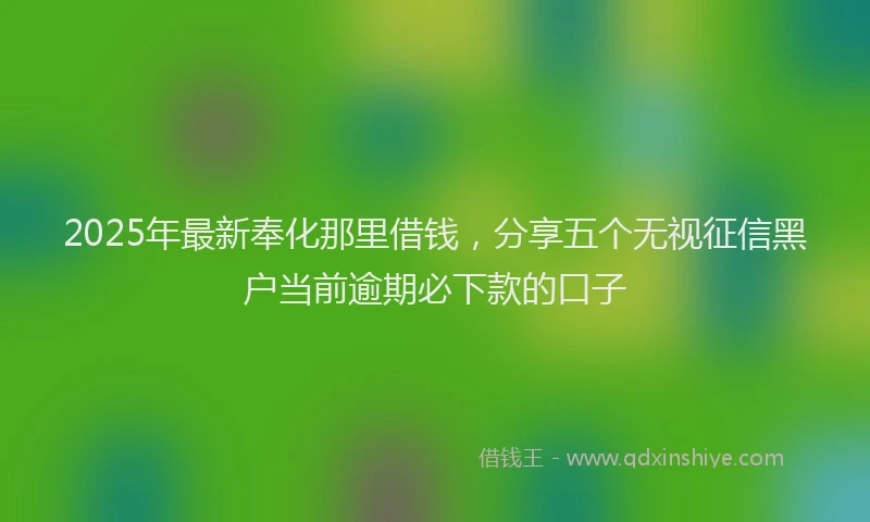 2025年最新奉化那里借钱，分享五个无视征信黑户当前逾期必下款的口子