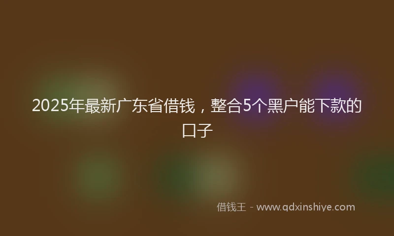2025年最新广东省借钱，整合5个黑户能下款的口子