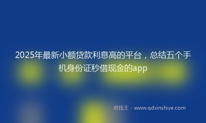 2025年最新小额贷款利息高的平台，总结五个手机身份证秒借现金的app