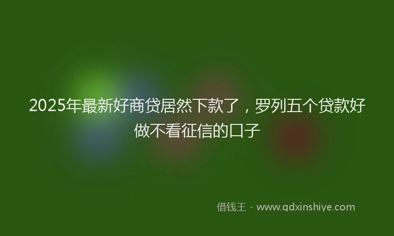 2025年最新好商贷居然下款了，罗列五个贷款好做不看征信的口子