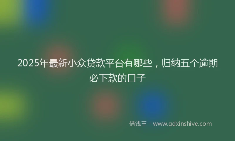 2025年最新小众贷款平台有哪些，归纳五个逾期必下款的口子