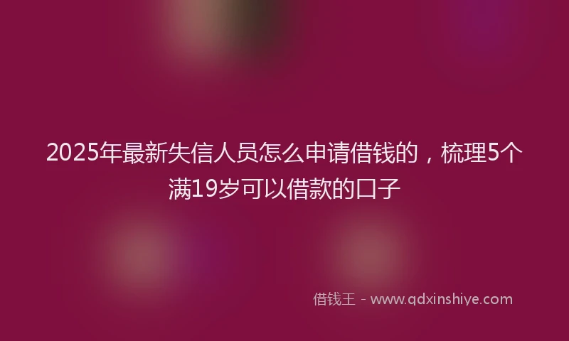 2025年最新失信人员怎么申请借钱的，梳理5个满19岁可以借款的口子