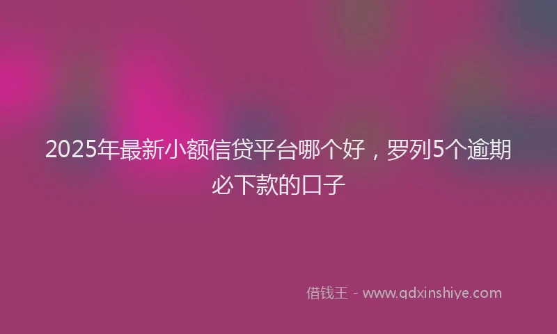 2025年最新小额信贷平台哪个好，罗列5个逾期必下款的口子