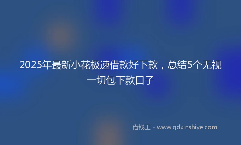 2025年最新小花极速借款好下款，总结5个无视一切包下款口子